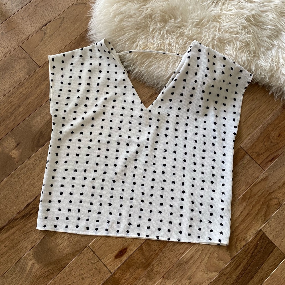 Polka Dot Blouse V Neck Trendy Muscle Sleeve Top